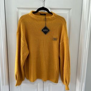 ZAFUL Women’s Oversized Sweater Crewneck Lantern Sleeve One Size Yellow